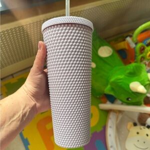 Textured Purple Tumbler with Straw